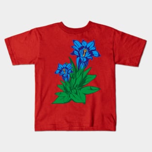 Gentian Mountain Flower Flower Kids T-Shirt